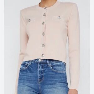 L'AGENCE LIGHT PINK BUTTON-UP LONG SLEEVE CARDIGAN SIZE L